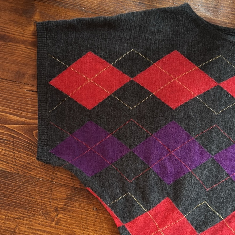 The Limited contemporary wool blend argyle sweater kimono sleeve lighter weight - Picture 2 of 6